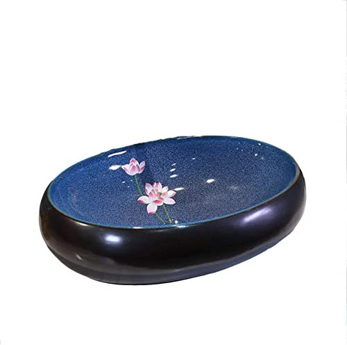 SONAXO Resin Washbasin, Natural Stone Oval Built-in Vintage Washbasin Sink Ceramic Container Hotel Splash-proof Washbasin for Bathroom