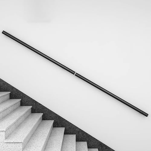 Treppengeländer, Edelstahl-Handlauf, 80 cm, 1 m, 150 cm, 180 cm, 2 m, 280 cm, 3 m, Schwarze Handläufe für den Innen- und Außenbereich, Haltegriff, 5,1 cm Rohr mit Wandhalterung (Size : 250cm)