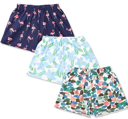 Hialegion Pigiama Shorts Donna Cotone Traspirante Boxer Donna Pantaloni Corti Estivi Lounge Shorts Morbido 3PCS M
