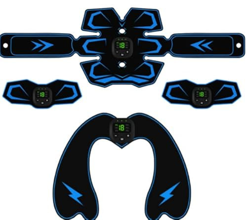 GuKKK EMS Trainingsgerät, EMS Bauchmuskeltrainer, 6 Modi & 19 Intensitäten,Elektrisch Muskelstimulationsgeräte,USB Wiederaufladbar EMS Bauchtrainer Ganzkörper ABS/Bauch/Arm/Bein/Po Trainer