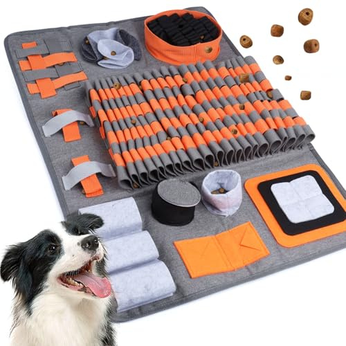 Alfombra Olfativa Perros, Juguetes Perros Interactivos Alfombra Olfato Perro Manta Olfativa Perro Accesorio de Entrenamiento Snuffle Mat (Naranja)