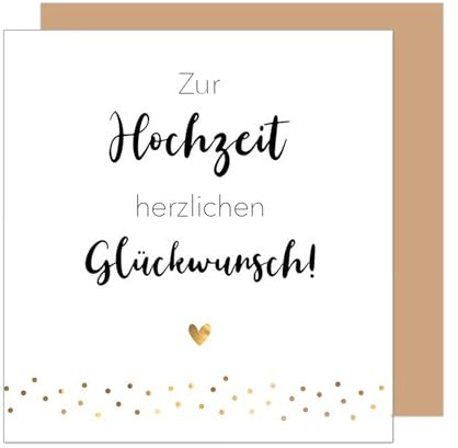 Edition Seidel Premium quadratische Glückwunschkarte zur Hochzeit mit Umschlag. Hochzeitskarte Grußkarte Vermählung Just Married Herz (HQ117 SW025)