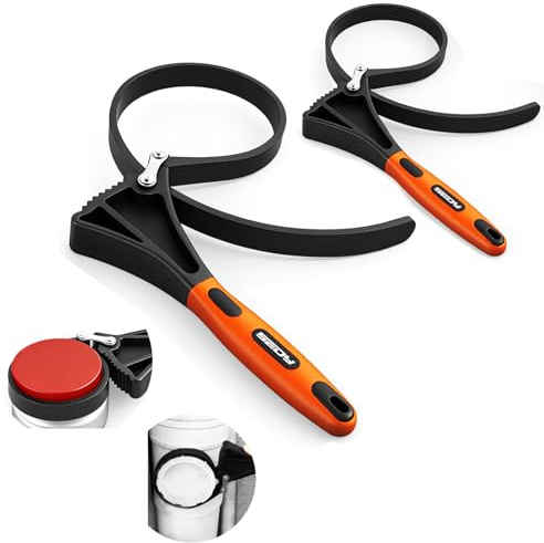 2-Piece Strap Wrench Set, Adjustable Rubber Oil Filter Wrench Max Diameter 4 and 6, Jar Opener Set Heavy Duty Blet Wrenches for Drain Sewer Cap Sink Pliers Nut Shower Head Valve Removal