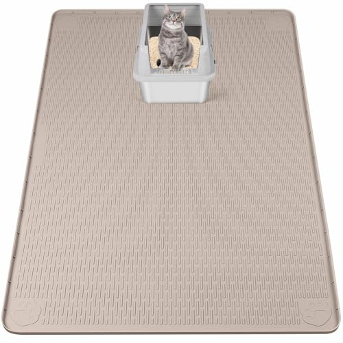 Bartuke Kattsandsmatta i silikon för kattlåda 127 cm x 89 cm stor kattmatta, kaki