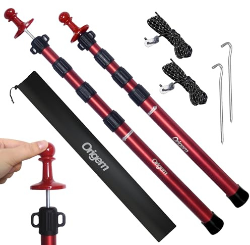 Origem Poteau pour Toile Ombrage, Lot de 2 Piquets Télescopiques 90-280 cm | Réglables de 90 à 280 cm, montage facile，piquet voile d'ombrage pour bâche, auvent, plage, camping, jardin