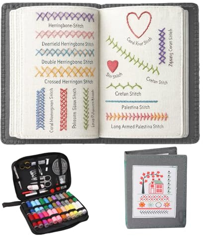 Libro da ricamo fai da te,set di motivi di ricamo fai da te,set di ricamo per adulti,kit cucito Libri di Ricamo Appassionati di Artigianato,Modelli con strumenti e istruzioni,kit ricamo principianti