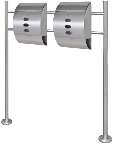 Lumanois Conjunto de 2 buzones con Soporte de Acero Inoxidable, Casa y jardín Decoración Buzones de Correo, Plateado, 6.97kg