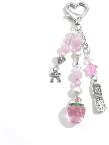 YILZAR Y2K rosa stil jordgubbsberlock nyckelring handväska och mobiltelefonfodral, kvinnlig modeaccessoar