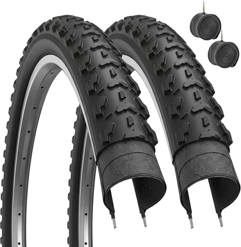 ECOVELO 2 x MTB-däck 26 x 1,95 (53–559) + 2 innerslangar för MTB-cykel svart