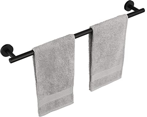 KES Handduksskena svart handduksstång rostfritt stål SUS304 badhanddukshållare handdukhållare 65 cm väggmontering, A2000S65B-BK