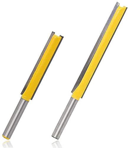 Treki 2pcs 8mm Fraises à Rainurer Droites Carbide Mèches de Routeur Droites Extra Longues Queue Fraises Droite Flush Trim Router Bits 50mm 76mm