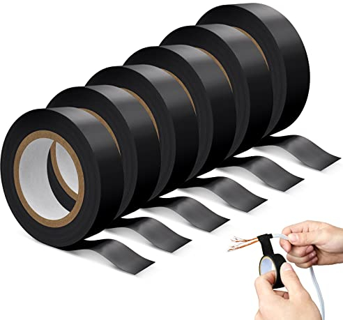 MingZhuInC Ruban électrique, 6 Pièces Electricien, 19mm * 20m Ruban D'isolation électrique pour Les Projets De Câblage Et Les Réparations (Noir)