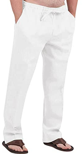 Pantalon Lin Homme Pantalon Jogging Homme Hommes Pantalon en Coton Pantalon Lin Homme Été Pantalons Décontractés pour Hommes Pantalon Viking Homme Pantalon Detente Homme Pantalon Jogging
