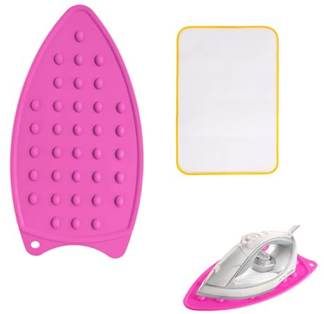 Pad in Ferro Resistente al Calore, Panno da Stiro, Tappetino in Silicone per Ferro, Panno Stiro Antilucido, Resistente al Calore, Antiscivolo, Rosa