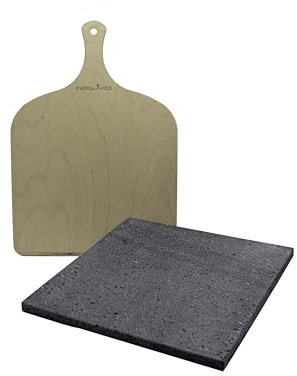 Piastra Refrattaria in Pietra Lavica Etnea 30x30x1,5 cm – Leggera, Resistente, Utilizzabile in Forno, Gas o Barbecue – Ideale per Pizza e Pane (SET PIZZA)