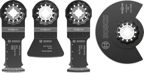 Bosch 4x Bodenverlege- und Montage-Sägeblatt-Set, 4-tlg. (für Nichteisenmetalle, Leim, 134 x 104 mm, Professional Zubehör Multifunktionswerkzeug)