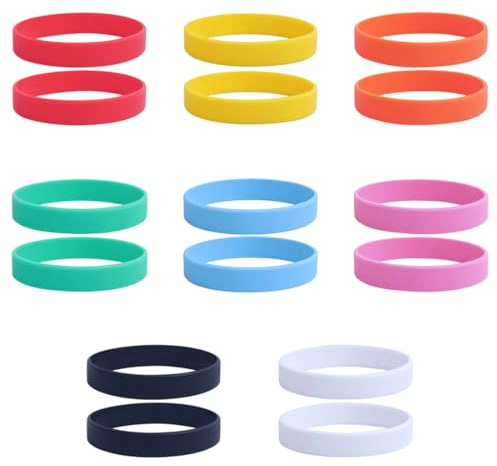 16 Piezas Pulseras de Silicona, Pulseras de Goma, Pulsera de Silicona Multicolor, para Deporte, Fiesta, Niños