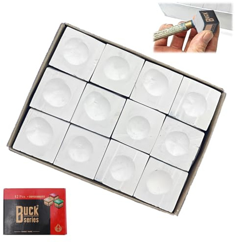 HUANYO Professional Snooker Chalk - 12 Cubes Premium Cue Tip Chalk for Enhanced Grip & Control, Minimises Table Marks, Ideal for Snooker, Pool & Billiard Players (White)