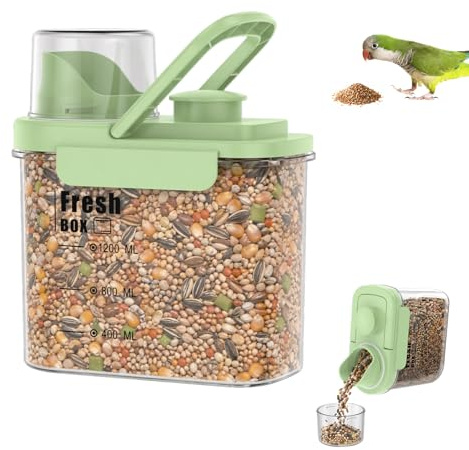 Airtight Bird Seed Storage Container - 1.7 or 3 Qt Pet Food Container with Built-in Desiccant Compartment - Moisture-Proof Birds Food Dispenser Fresh Box for Wild Bird Seed, Chicken Feed, BPA Free