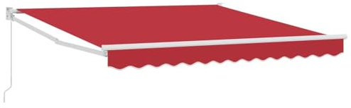 LKJephalotrop Tenda da sole retrattile rossa, 350 x 250 cm, con braccio articolato, in alluminio e poliestere, tenda da sole manuale, per terrazza, balcone e giardino, design moderno, per esterni