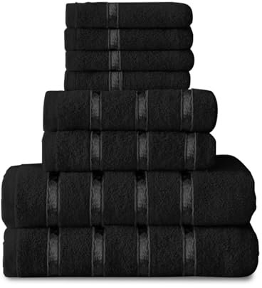 GC GAVENO CAVAILIA Handtuch-Set, ägyptische Baumwolle, Gesichtshandtuch, Badetuch, schnell trocknende und sehr saugfähige Handtücher, schwarz, waschbare Handtücher für Badezimmer, 8-teilig