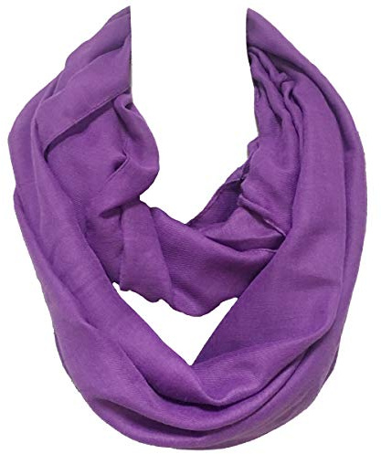 Daguanjing womens Fashion Lightweight Solid Infinity Circle Loop Scarfs, Purple-1616, Large