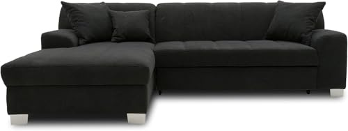 DOMO. collection Divano angolare Capri, divano a forma di L, divano ad angolo, divano ad angolo, 239 x 152 x 75 cm (larghezza x profondità x altezza), nero