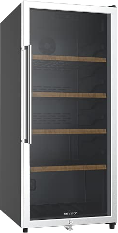 INFINITON Vinoteca Industrial WFL-210-102 Botellas, Clase G, Baldas de madera, Cristal templado, Cierre con llave, Termostato regulable