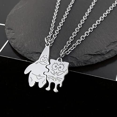 zxcs 2 Teile/Satz Nette Anime Paar Halskette Schatz Anhänger Halskette Rainbow gebrochen Hip Hop Schmuck für Beste Freunde Geschenk-Default