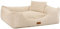 PIESIEKSOLANDIA Oaza Hundebett mit Rand, Haustierbett, Bett, Bodenbett, Hundekissen, Hundesofa, Katzenbett, Hundekörbchen, Hundecouch, Hundekorb, Weich, Textil, Rechteckig (90x70, Gerippt/Creme)