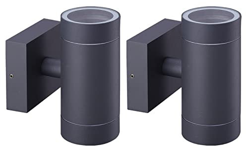 EBION Outdoor Wall Lights,IP65 Waterproof Up and Down Outside Lights Mains Powered, Exterior Wall Sconce Lights GU10,Anthracite Aluminium Wall Lamp for Front Door,Porch,Garden,Garage,2 Pack