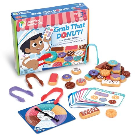 Learning Resources Grab That Donut! Fine Motor Game - Toddler Food Bakery Toys, Board Games, Color Sorting, Gifts for Boys and Girls, Hand Eye Coordination, Preschool Sensory Activities