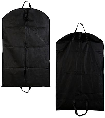 2Pcs Suit Bag,Black Suit Carriers for Men for Travel,Which Dust Cover and Reusable for Suits and Coats,Zipper Garment Bag,Breathable Suit Bag Perfect for Travel or Home.