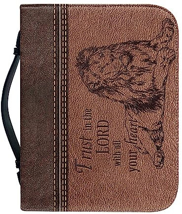 Dajingkj Bibelhülle Mit Reißverschluss Herren Damen PU Leder Klein Bibelhülle L Bibeltasche Bibel Buchumschlag Tasche Bibel Buch Kirche Henkeltaschen