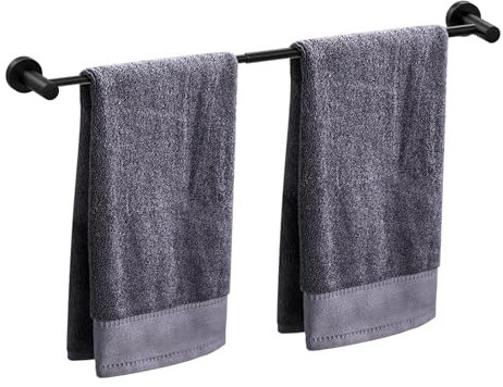 HONPHIER Portasciugamani Regolabile Portasciugamani Muro Portasciugamani da parete Porta Salviette Da Bagno Salviette Acciaio Inossidabile Cromato Retrattile 43-72CM, Nero (Singolo Barre)