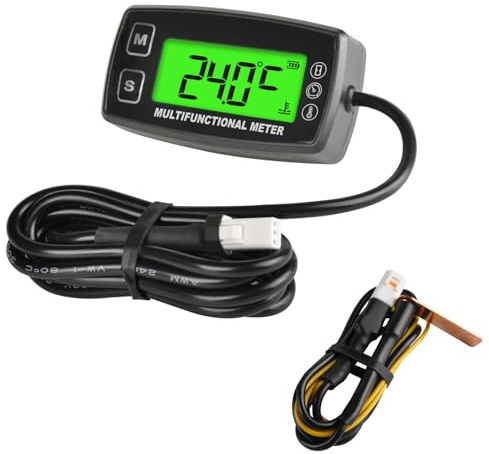 NInE-ROnG LCD-hastighetsmätare bakgrundsbelyst motorolja vattentermometer digital display utbytbart batteri för motorcykel ATV marinbåt kompressor städare (TS003)