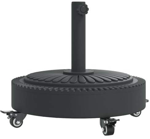 vidaXL Sonnenschirmständer mit Rollen, Schirmständer mit Standfuß Spannknopf, Schirmhalter für Ø38/48 mm Mast, Sonnenschirmfuß Ständer, 27 kg Rund