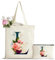 Personalisiert Initialen Tragetasche Canvas mit Innentasche, Kosmetiktasche mit Reißver, Baumwolltasche, Einkaufsbeutel Tote Bag, Geburtstag Weihnachten Geschenk für Frau Freundin Mama Brautjungfer L