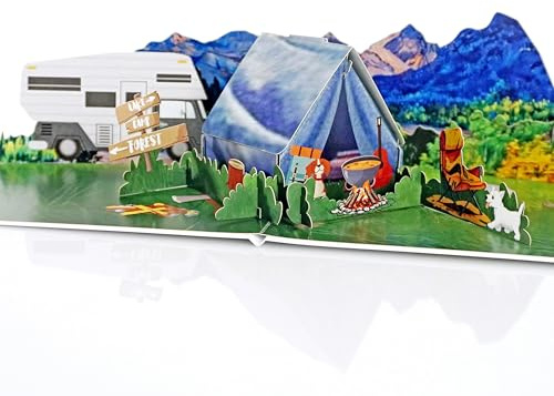 CUTPOPUP Camping Birthday Cards for Men, Dad Birthday Cards, Happy Fathers Day Card, 3D Cards for Dad Granddad Him Boy Son Brother Husband Male (Camping) US8-SD199UK