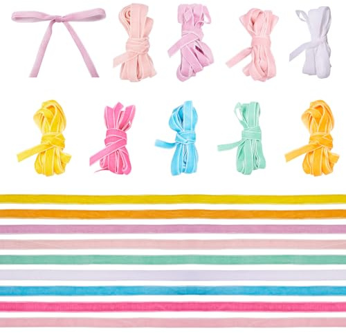 Crafans Nastri di velluto da 9 colori, 10 mm di larghezza, nastri per confezioni regalo a faccia singola per fai da te, cucito, accessori, choker, fiocco, fermaglio per capelli, colori chiari