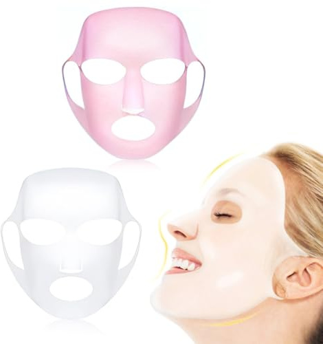 WHYCNJL 2 Pièces Masque Silicone,Couverture de Masque de visage, Masque Réutilisable de Masque de Silicone Visage Facial de Vapeur Imperméable Masque de Beauté