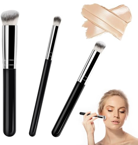 3 Stück Make Up Pinsel, Foundation Pinsel und Concealer pinsel, Professionelle Make up brush, Schminkpinsel Foundation brush, Kosmetikpinsel Brush für Concealer Flüssige