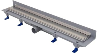 SCHWAB Canaleta de ducha de pared estándar: rejilla de 750 mm, desagüe de 40 mm, altura 65 mm (ajustable 65 – 87 mm), marco de 15 mm, flujo de 35 – 38 l/min (EN 1253-2), capacidad de carga K3 (300