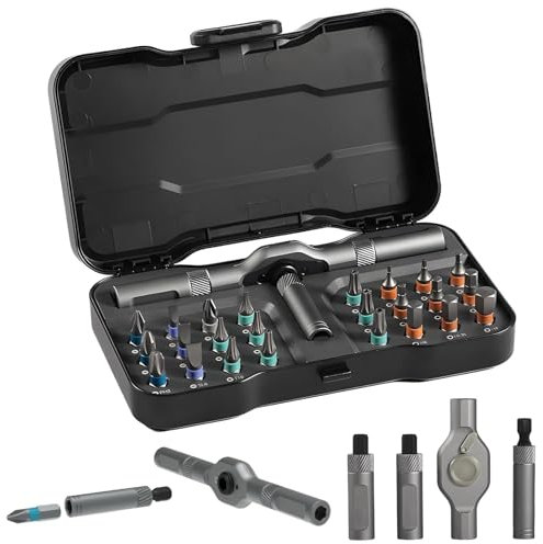 Ensemble de tournevis magnétiques 24 en 1, tournevis à cliquet multiple, clé à outils de bricolage, embouts magnétiques S2, poignée à cliquet amovible en T