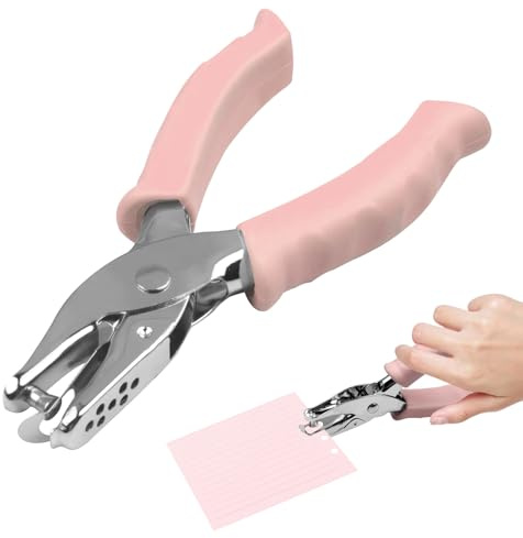 3mm Single Hole Punch for Crafts Handheld Metal Small Hole Punch Single with Soft Grip - Pink Single Hole Puncher,Small Single-Hole Pliers for DIY Crafts,Cards,Tags,Home,School & Office(Pink)
