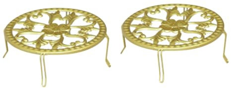 Toddmomy 2pcs European Style Iron Art Plant Stands Metal Flowerpot Holders Indoor Floor Pot Display Rack for Living Room Gold Small