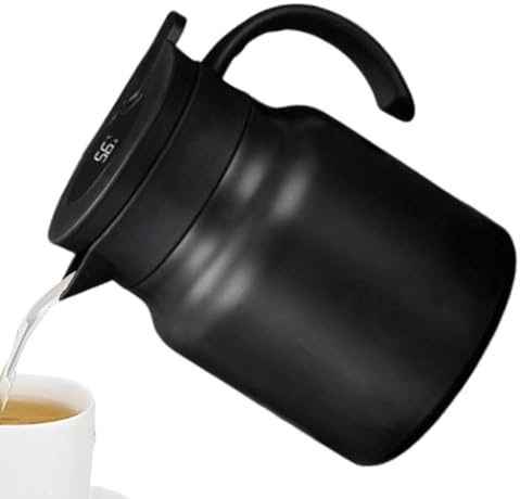 Caraffa termica da caffè, thermos intelligente con teiera isolata da 1 L, brocca per acqua calda, display della temperatura, caffettiera in acciaio inox, grande brocca da tè, server per bevande calde