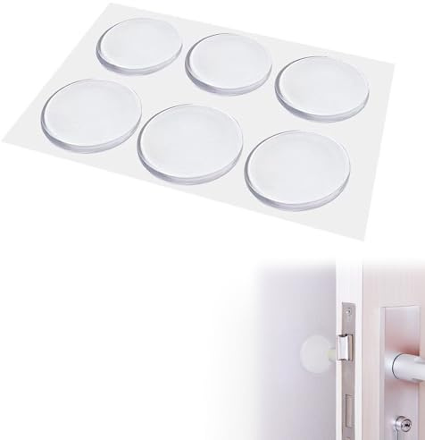 Dreamil 6 topes de puerta redondos transparentes 40 x 10 mm, autoadhesivos, topes de goma para pared, protección de pared, para tirador de puerta, protección de parachoques, silenciador