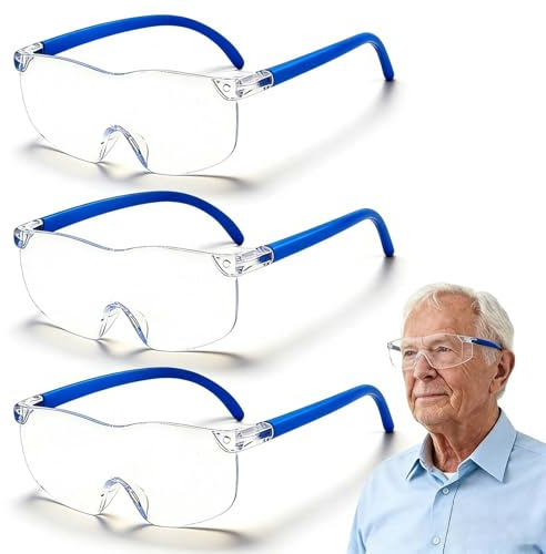 NANASUGUR 3 Piezas Gafas Lupa & Gafas de Aumento, Lupas de Gran Aumento, 500% 1000% 1600%, Anti Luz Azul para Personas Mayores Lectura Costura