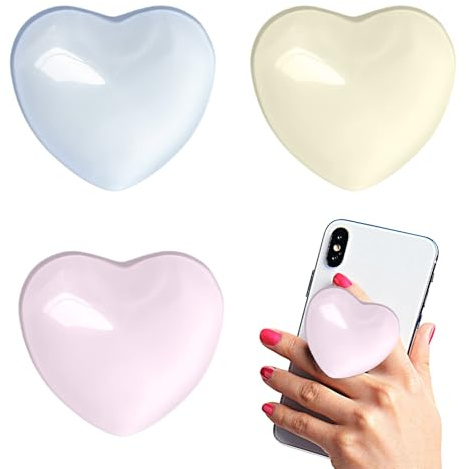 TENGWA 3 stycken mobiltelefon fingerhållare med utdragbar sockel handtag Pop mobiltelefon ring hållare hjärta motiv för smartphones och surfplatta videosamtal och läsning
